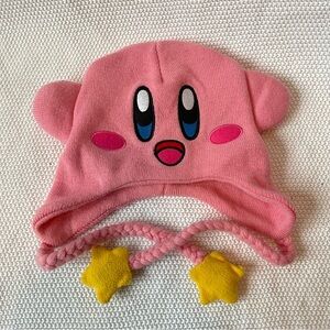 Pink Character Knit Hat with Yellow Star Tassels